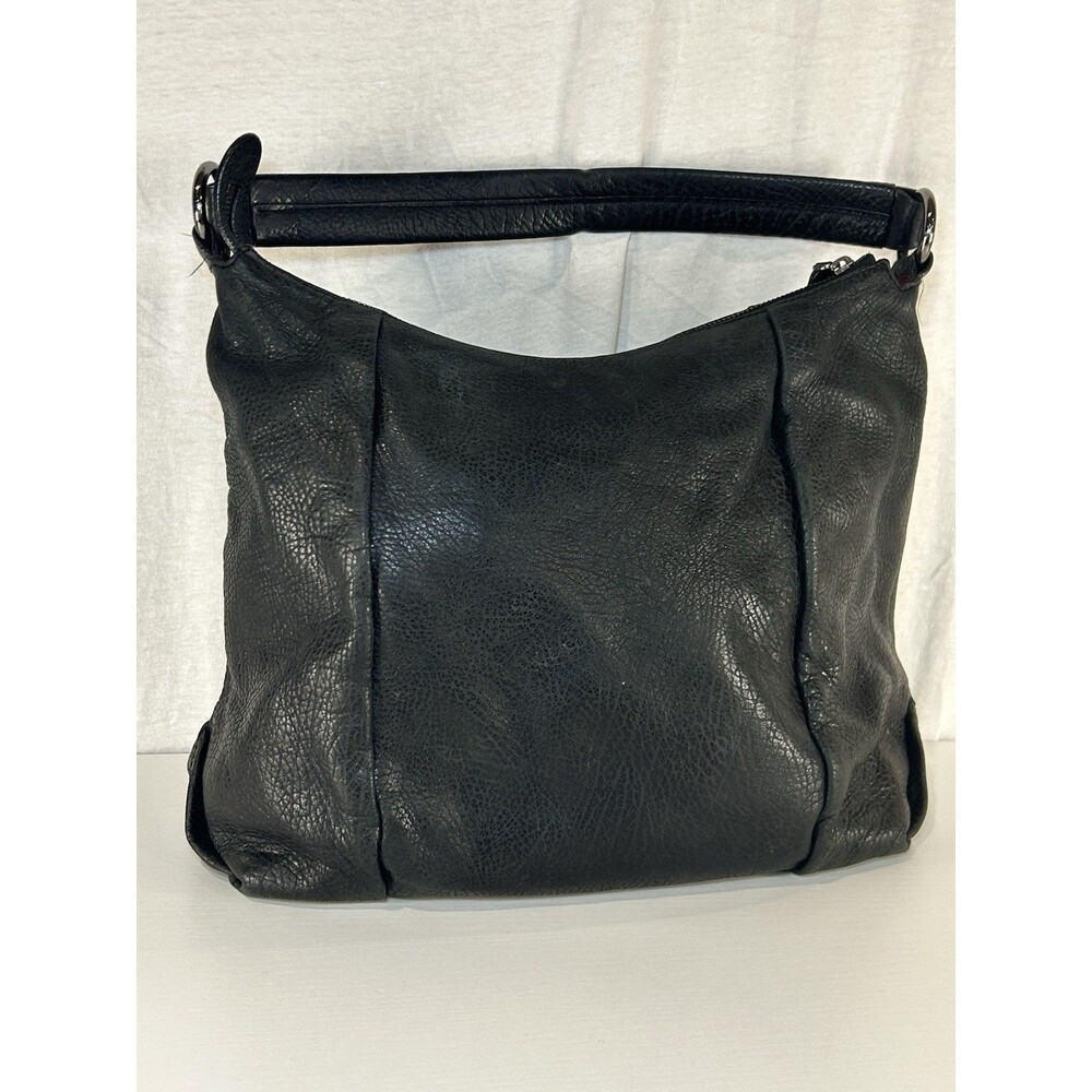 Ecco Black Pebbled Leather Hobo Shoulder Bag Vintage Y2K Genuine Cow Leather